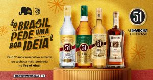 Cachaça 51 é Top of Mind pelo quinto ano seguido