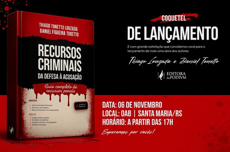 Juristas lançam livro sobre recursos penais na OAB de Santa Maria