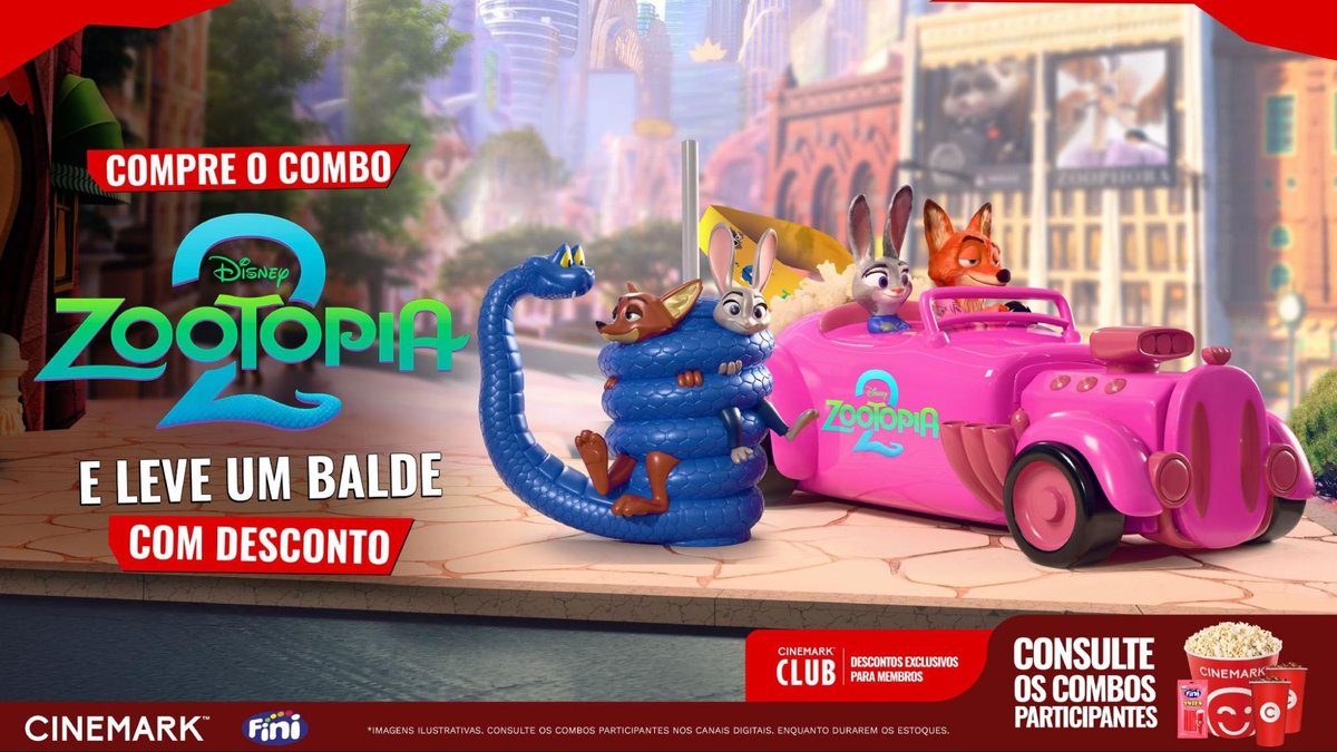 Cinemark lança colecionáveis exclusivos de “Zootopia 2”