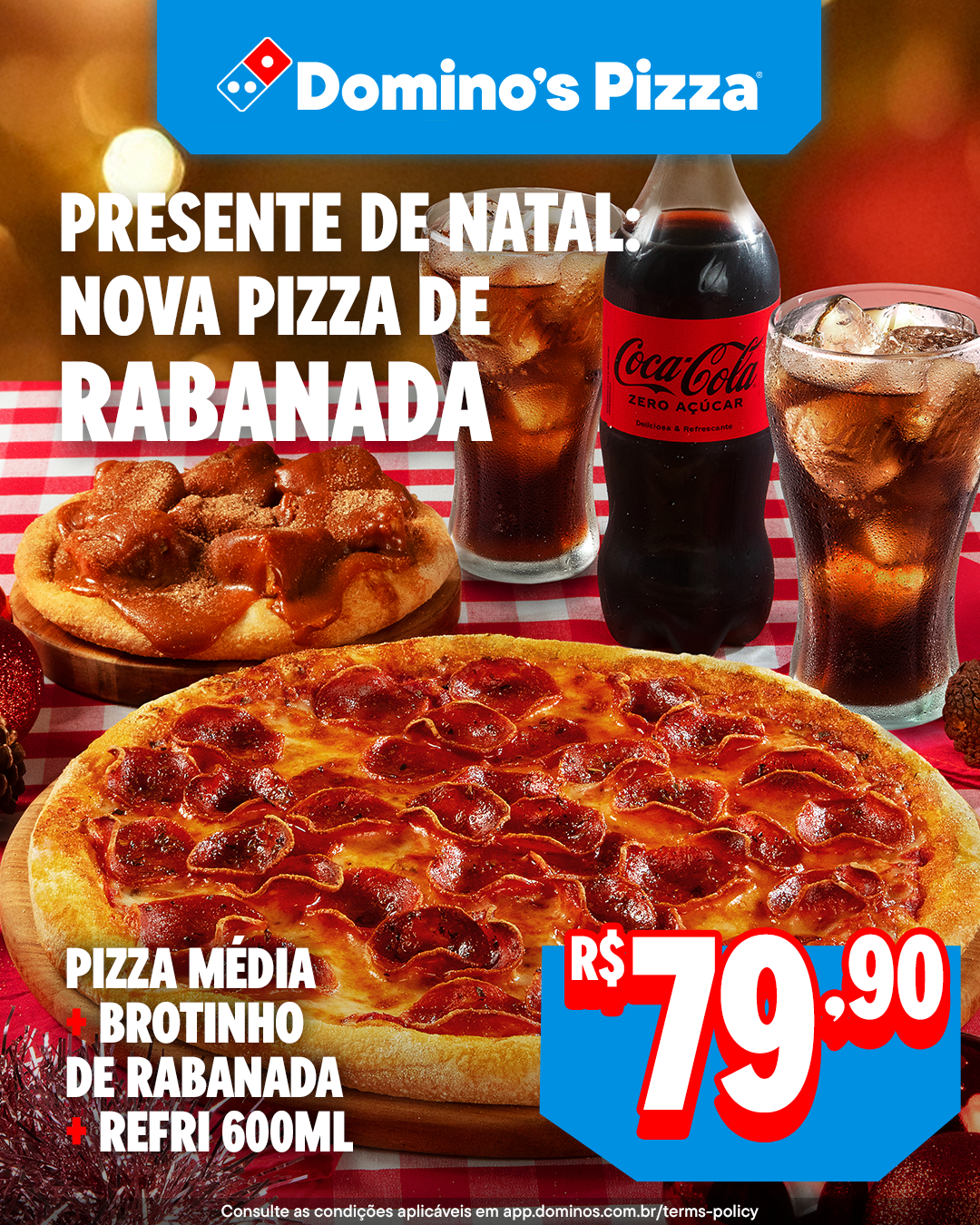 Domino’s lança combo de Natal com pizza de rabanada