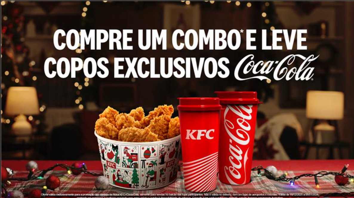 KFC e Coca-Cola lançam campanha de Natal com combos para compartilhar