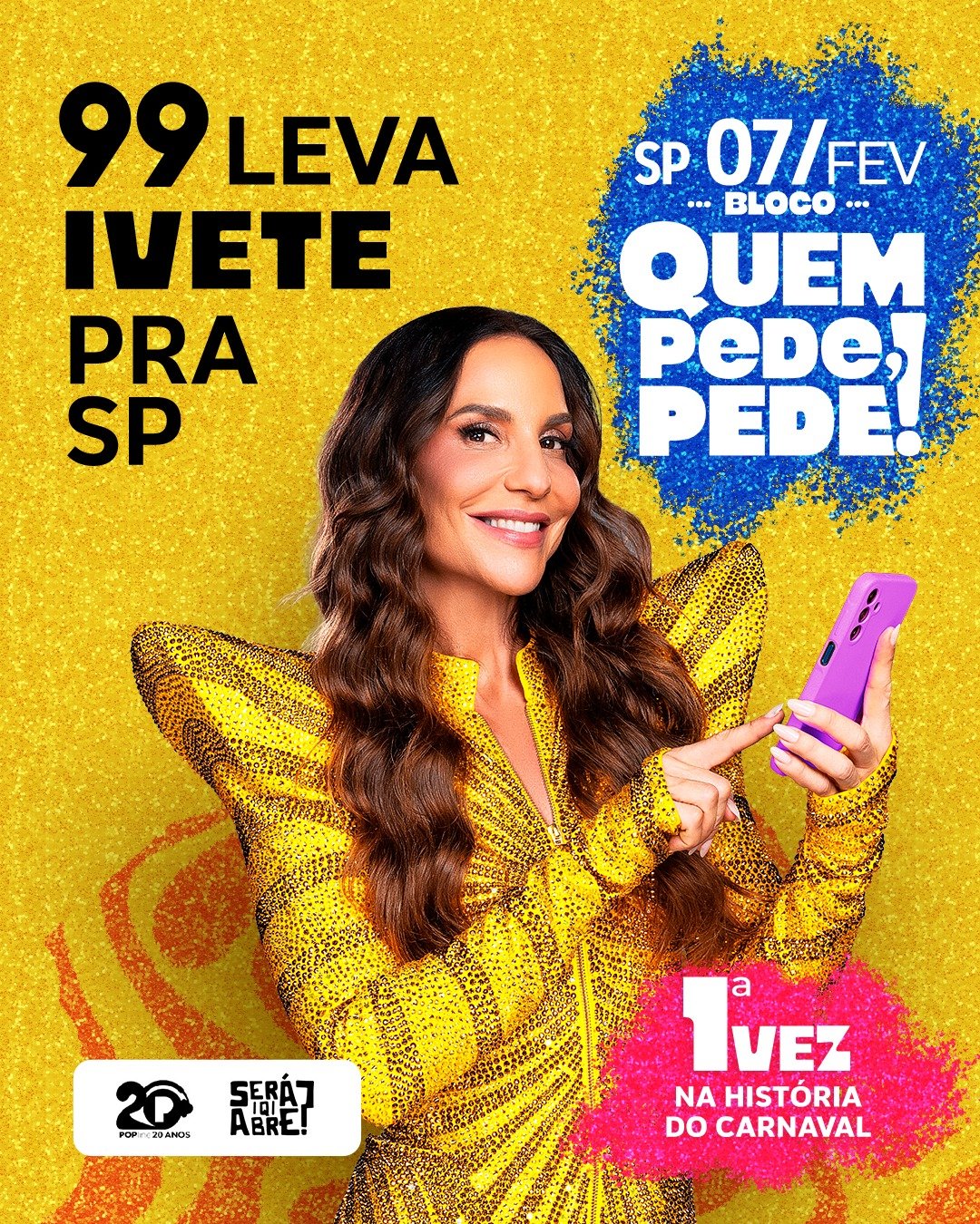 99 leva Ivete a trio grátis no pré-Carnaval de SP