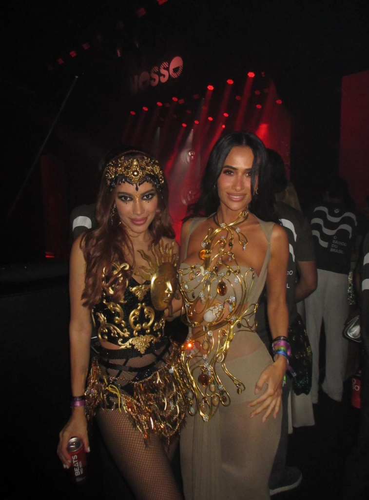 Silvia Braz e Anitta se encontram na Sapucaí em clima de festa