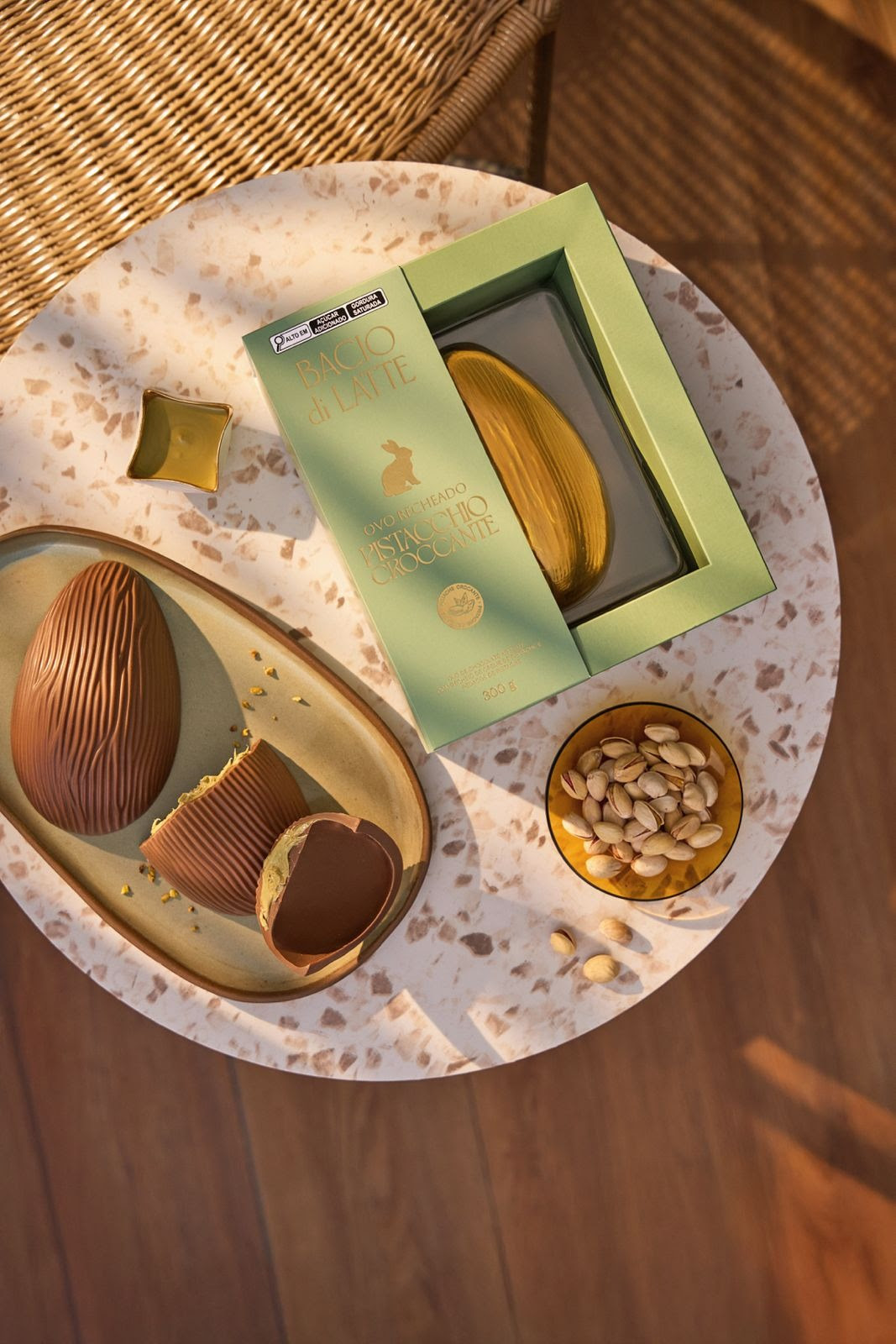 Páscoa 2026: Bacio di Latte aposta em ovos crocantes de Pistache e Gianduia