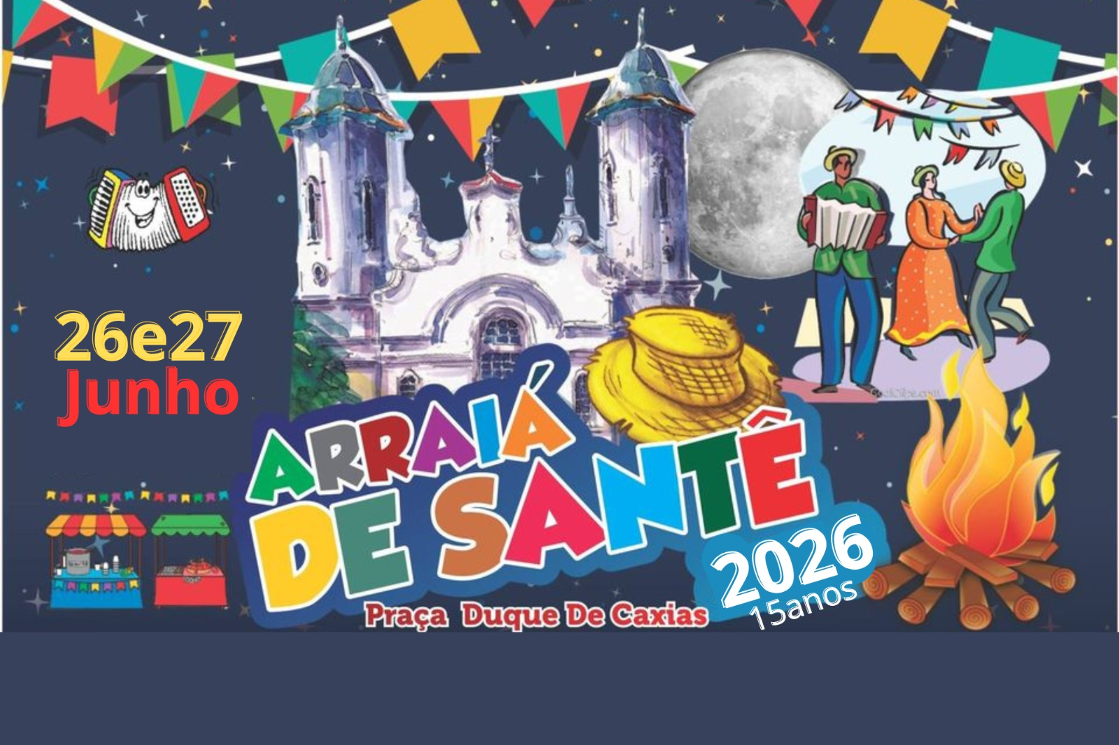 Na Praça Duque de Caxias, tradição e rock se misturam para comemorar os 15 anos do Arraiá de Santê