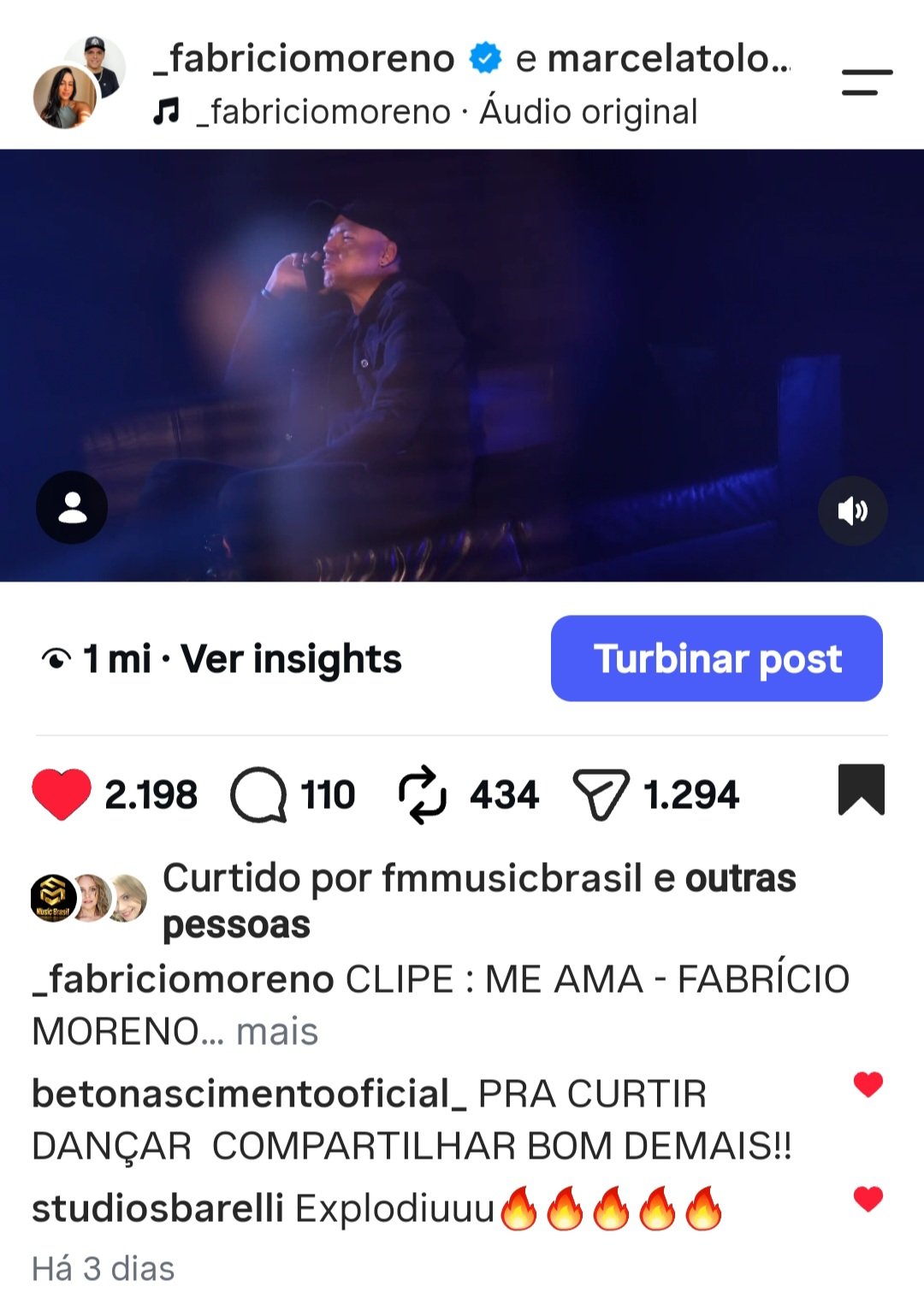 Fabrício Moreno supera 1 milhão de views com “Me Ama”